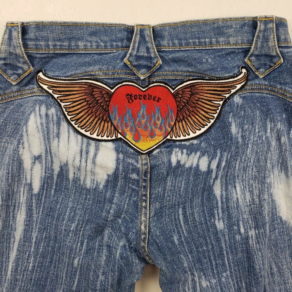 JNCO - Y2K RARE Flare Jeans California Road Angel Patch Embroidered - Picture 8 of 12